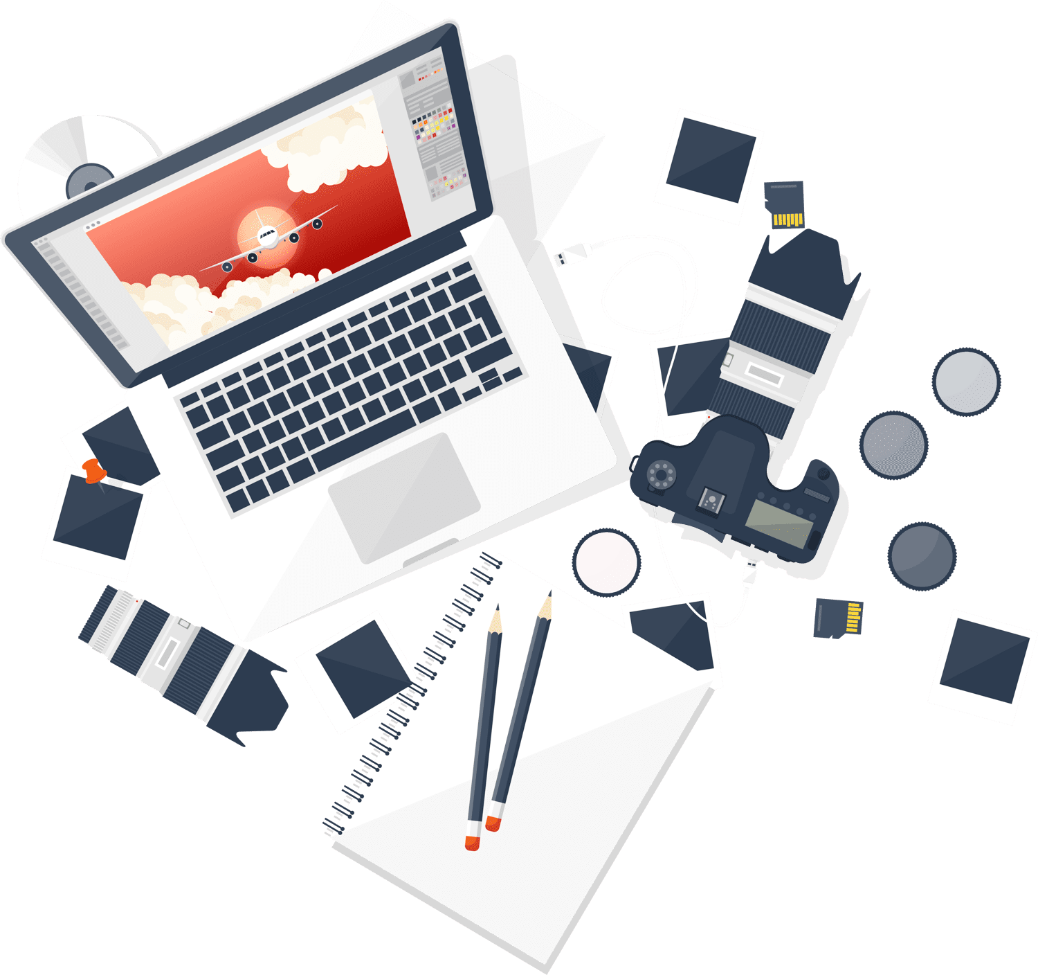 computer and photography graphic