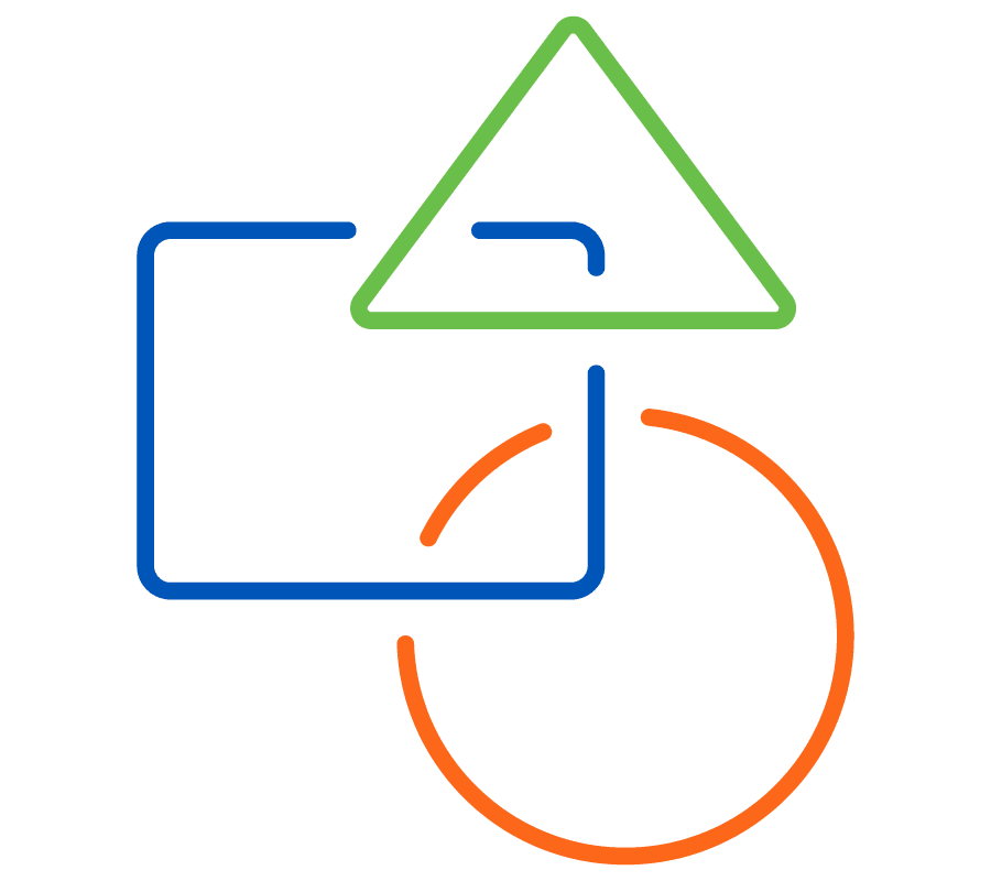 green triangle blue square orange circle